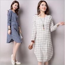 2016 New High end Fashion Loose Big Yards Women s Dress Elegant Temperament Leisure Round Collar