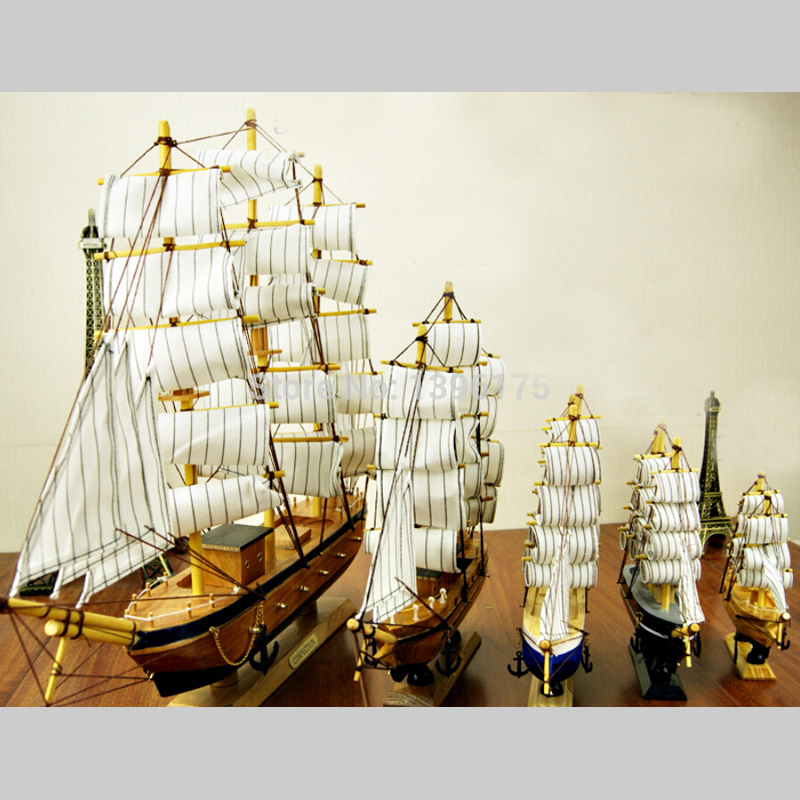 Sizes Wooden Sailing Boat Wood Clipper Ship Model Collectible Sailboat 