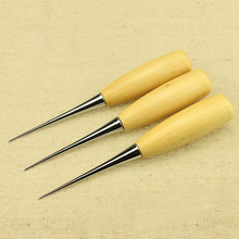 Craft Cloth Awl Tool Sewing Hole Punching Leather Wood Handle Awl Leathercraft Stitching Awl Sewing Leather Professional Tools