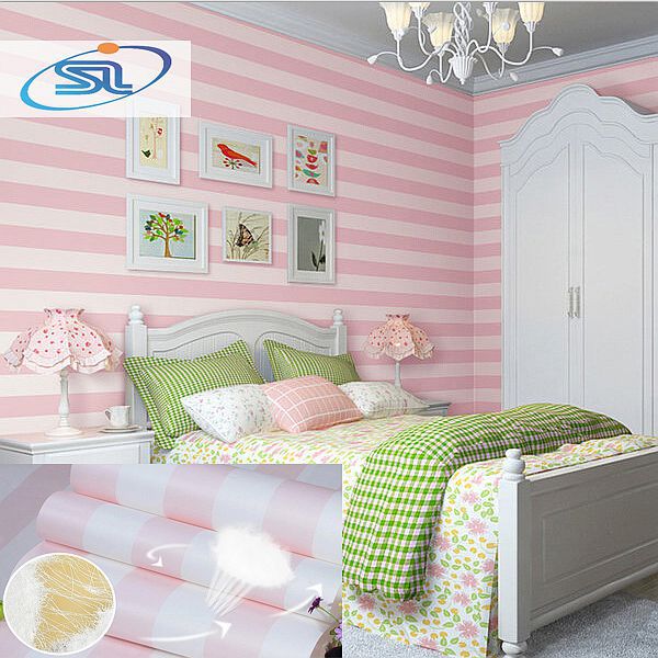 Modern striped wallpaper girl room wallpaper  kid children  room wallpaper  papel de parede  non-woven