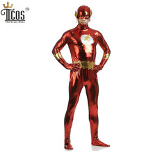 The Flash Cosplay Costume Flash Gordon Spandex Costume Halloween Man Shiny Metallic Zentai Bodysuit
