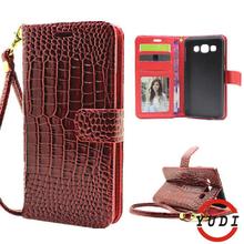 Luxury Crocodile wallet Leather cover For Samsung Galaxy E5 E500 Leather Case With Card Holder Mobile
