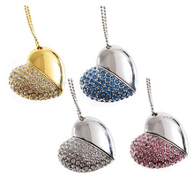 JW-0 Fashion Jewelry Crystal Heart USB flash pen drive memory stick 4GB 8GB 16GB 32GB 64GB Holiday gifts