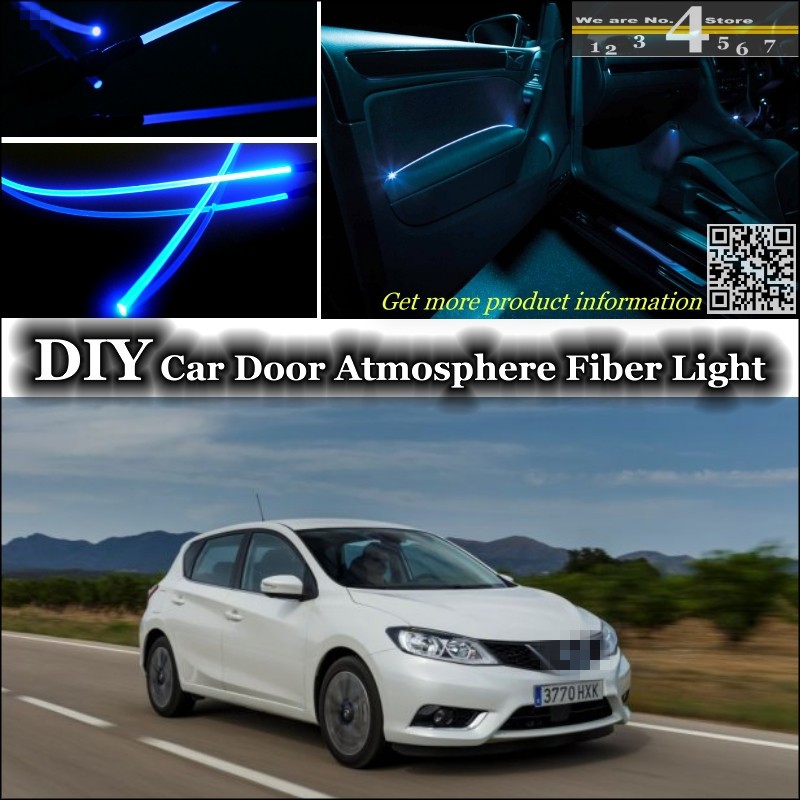 interior Ambient Light Tuning Atmosphere Fiber Optic Band Lights For Nissan Pulsar C13 Door Panel illumination Not EL light