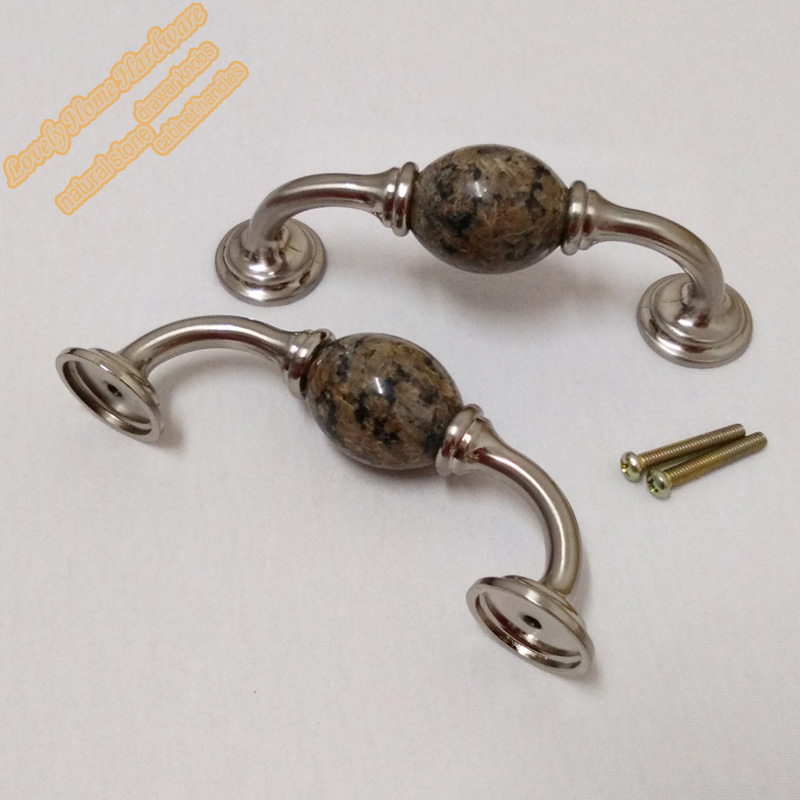 96mm Tropical Brown Granite Drawer Pull Handle,Stone Kitchen