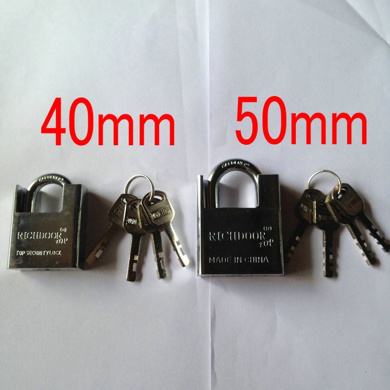 Sheds Color : Silver, Size : 50MM Garages MUMA Heavy Duty Solid Steel Padlock Closed Shackle 40mm/50mm/60mm,Outdoor Anti-Theft Locks for Residentials Gates
