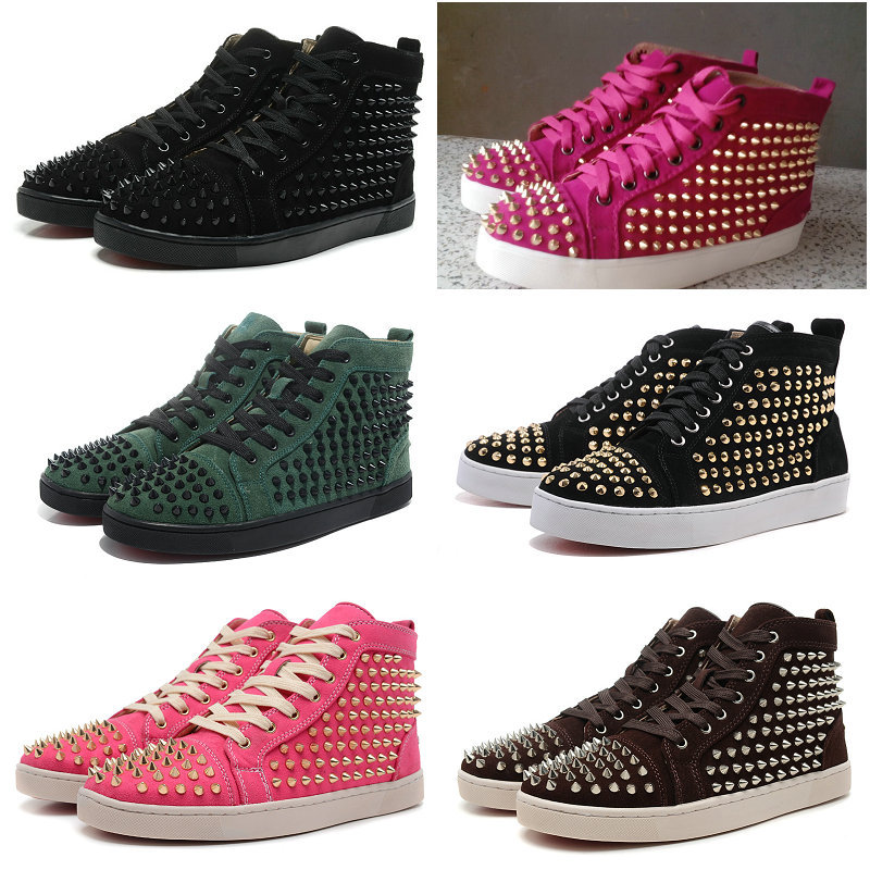 Aliexpress.com : Buy black suede Spikes Red Bottom shoes men women ...