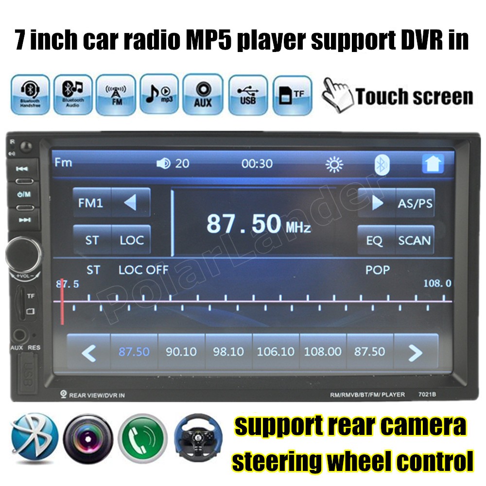 touch screen Car radio stereo 2DIN 7 Inch Bluetooth Audio In Dash Audio MP4 MP5 Player USB/TF/FM/AUX support rear camera/DVR in
