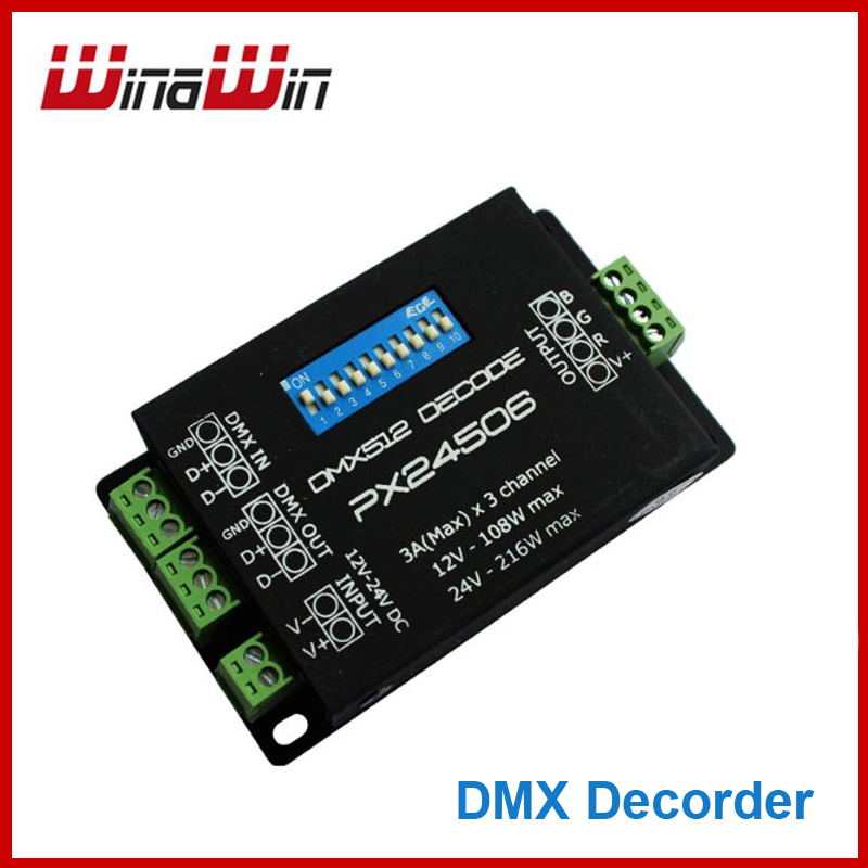 Купить px24506 dmx 512 декодер 3x3a dmx контроллер 12v-24v rgb ...