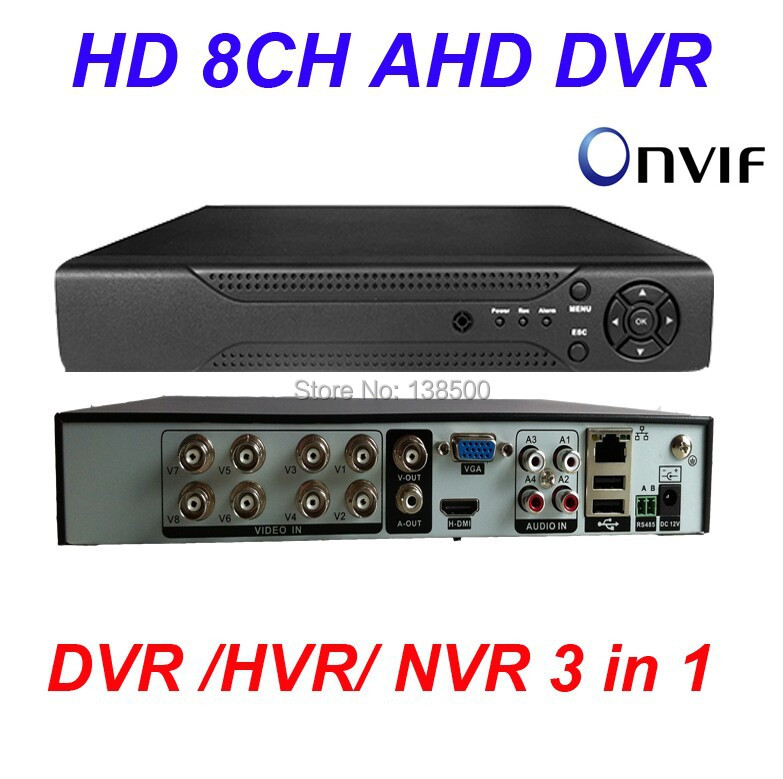 CCTV 8Ch AHD DVR/Hybrid DVR/ NVR Video Recorder for IP camera/AHD