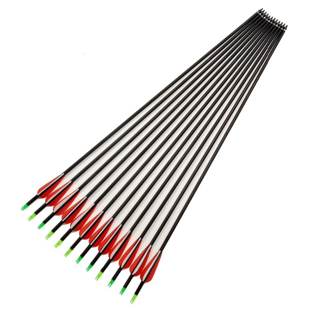 2015 Hot Sell Carbon Arrow 12 Pcs 30 Archery Arrows with Changeable Arrowheads and Plastic Feathers