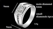 925 Sterling Silver CZ Diamond Ring for Men Vintage Jewelry Crystal Anel Masculino Joias Engagement Wedding