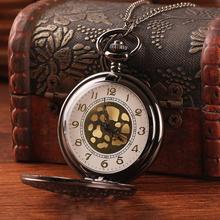 New 2015 top brand engraved hollow design antique bronze steampunk quartz women pendant watch necklaces pocket