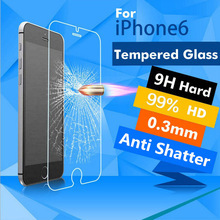 i6 0.26mm Super Thin Tempered Glass Film for iPhone 6 6S 0.2mm Round Border High Transparent Screen Protector with Clean Tools