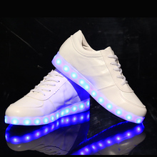 Designer Led light Up Women Men Flat Shoes Brand White Black Unisex USB Rechargeable Light Led Shoe Big Size For Gift