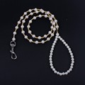 Luxury Pearls Pet Dog Chain Leash White Gold Beaded Walking Jogging Leads Leashes for Small Medium