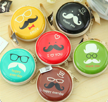2015 New Fashion Creative Round Coin Purse Iron Big Beard Mini Handbag Key Coin Bag Wallet