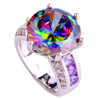 2015 New Women Fashion Jewelry Absorbing Rainbow Sapphire 925 Silver Ring Size 6 7 8 9 10 11 12 For Free Shipping Wholesale