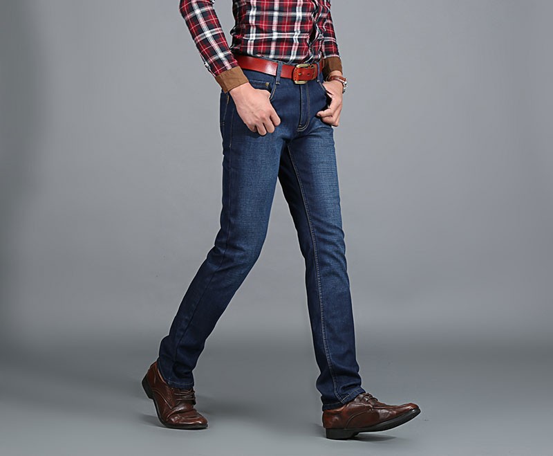 2015 Autumn Winter Fleece Men Jeans High Quality Casual Blue Mid Waist Straight Denim Jeans Long Pants Plus Size AFS JEEP 30~42 (23)