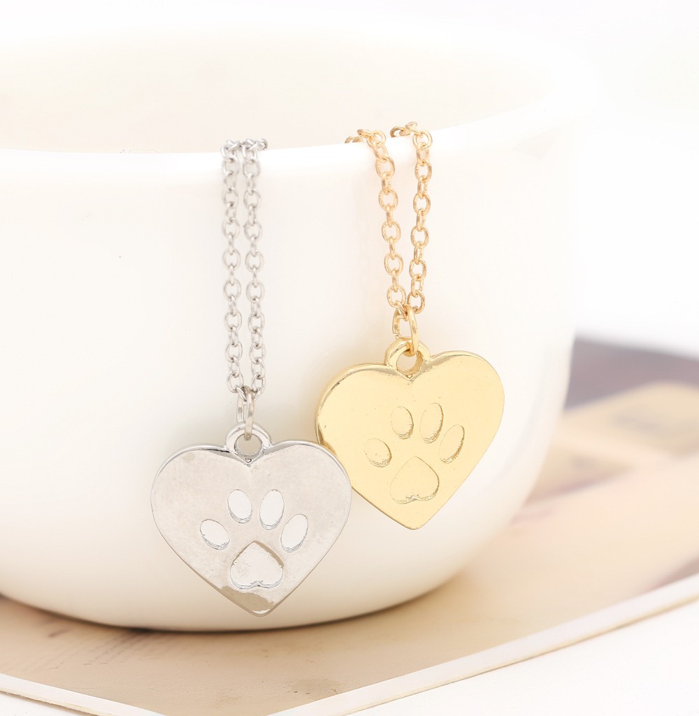 Valentine s Day Gift God of love Heart Paw Claw of Dog Kitty Cat Pendant Necklace