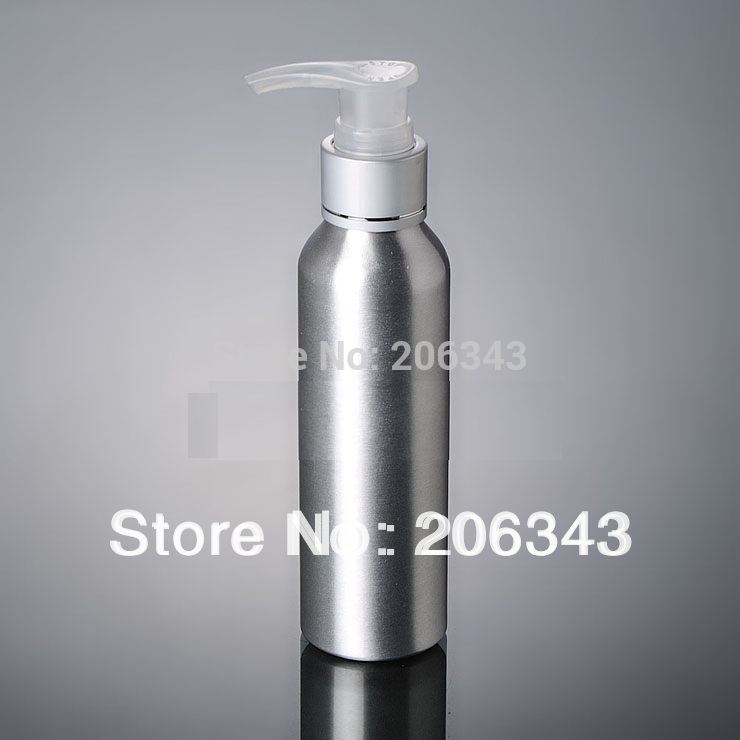 100pcs 120ml Aluminium bottle pump bottle with transparent pump