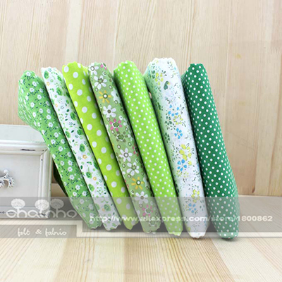 7 Designs mixed Green Color Cotton Fabric Fat Quaters Tilda cloth Quilting scrapbooking Patchwork Fabric 50
