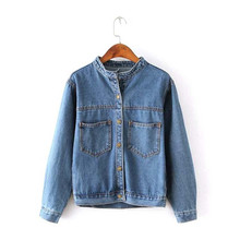 Women’s Clothing 2016 Vintage Women’s Jeans Loose Denim Jacket Women Short Jean Jacket women Outwear