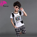 Children s Clothing Set Boys New 2016 Summer Cotton Short sleeve T shirt Print Pants Suits