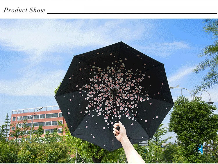 2016 High Quality Man Woman Fashion Beautiful Sakura Rain Umbrella 3 Fold Anti Uv Fashion Windproof Free Shipping HI01 (11)