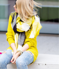 za Winter 2016 Tartan Scarf Plaid Scarf Women Blanket Oversized Wrap Shawl Cozy Checked Yellow Factory