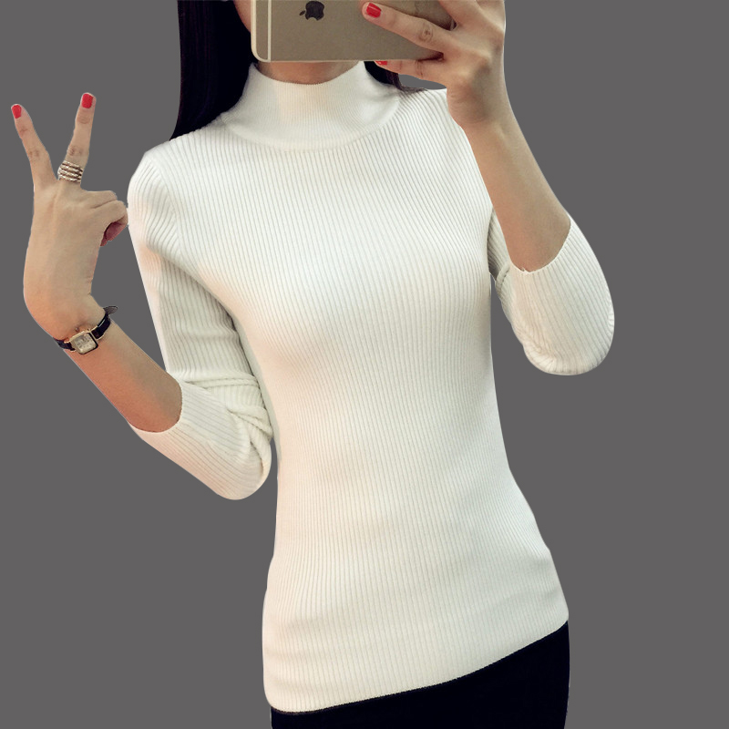 Short design turtleneck sweater basic female long-sleeve thickening slim pullover sweater