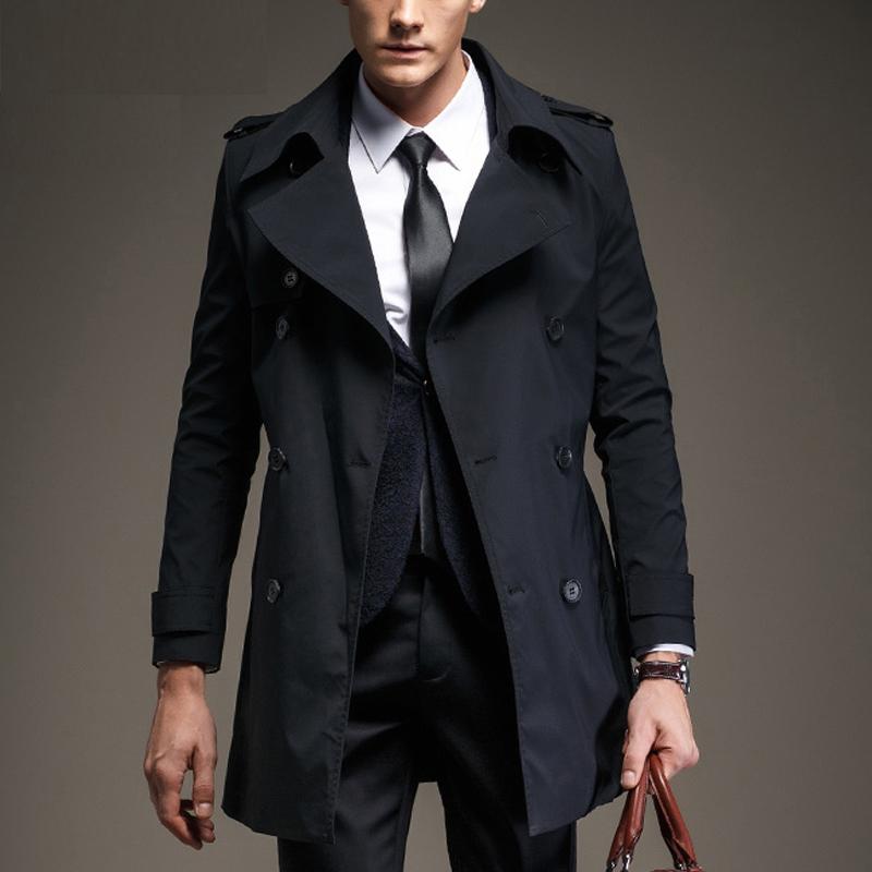 Top Quality British Slim double breasted mens long trench coat Europe brand trenchcoat jacket male coat trench free shipping