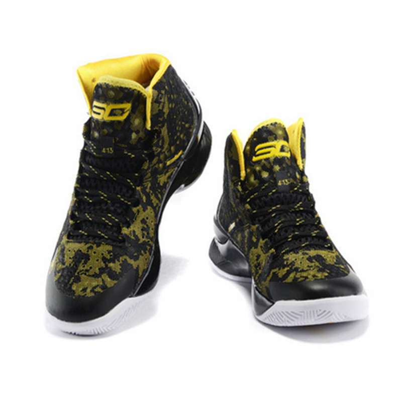 Black/Yellow Gold color Christmas basketball shoes 1 Stephen curry 