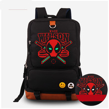 New American Film Deadpool Canvas Luminous backpack marvel comics super heroes red x-men shoulder school bag