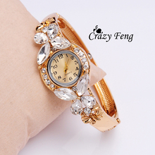 Free Shipping Crystal Women Watch Butterfly Wristwatch 18K Gold Plated Bangle Cuff Watch Lattest Quartz Watch Jewelry Gift Women