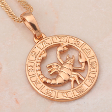 12 Constellation Round Scorpio design glittering Necklace 18K yellow gold plated Fashion Jewelry Necklace Pendants LN453