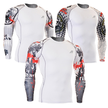 Men MMA GYM Compression Shirts Rashguard Fitness Long Sleeves Base Layer Skin Tight Weight Lifting Men Running Training T Shirts