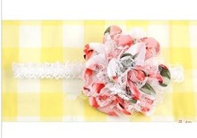 2 Colors Free Shipping Baby Chiffon Flower Headband Girls Lace Headband Infant Knitting Hair Weave Baby