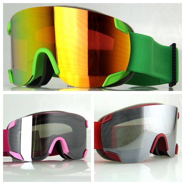 brand professional ski goggles double lens UV400 anti-fog big ski glasses skiing snowboarding men women snow goggles Green Frame