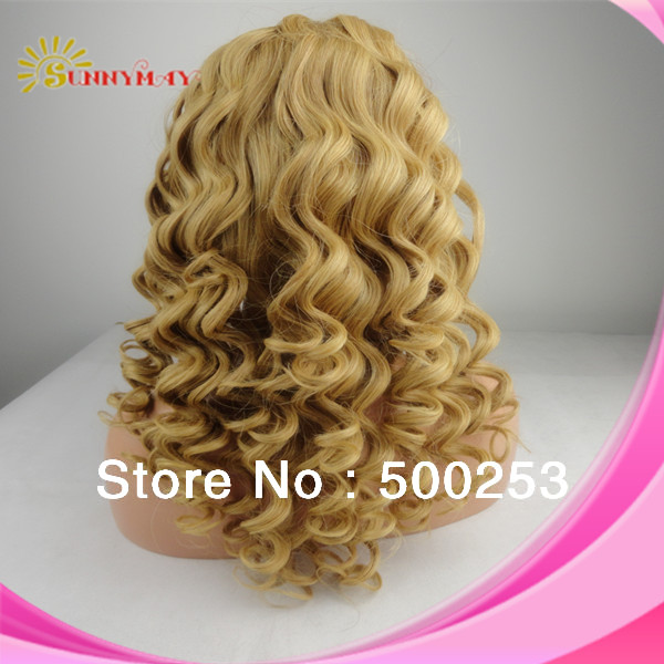 Sunnymay stock #27 honey blonde 5a beauty big curly lace front human hair wigs indian remy white women