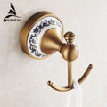 Hot selling Bathroom Accessories European Antique Bronze ceramic Robe Hook Clothes Hook Coat Hook Bathroom Products