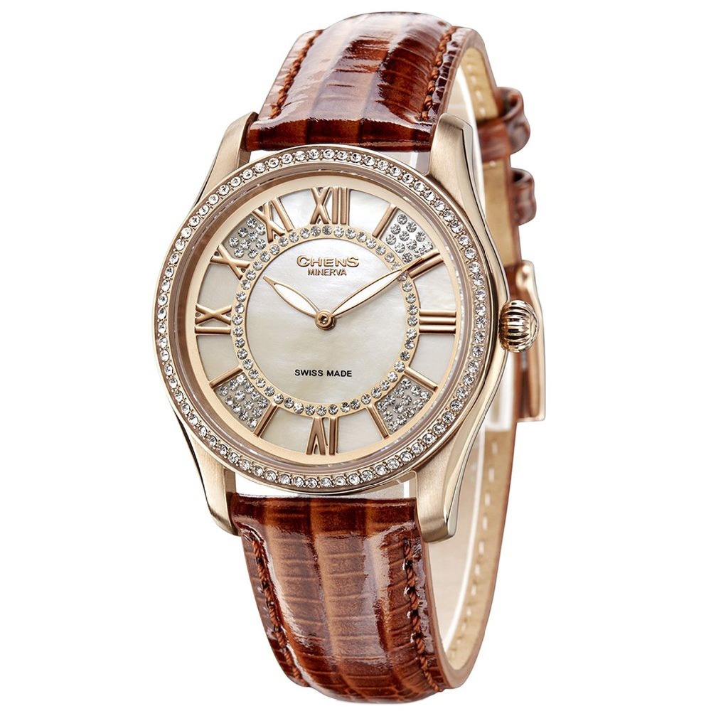 Здесь можно купить  Chens Ladies Leather Watches Fashion Luminous Display With Diamond White Dial Quartz Watches  Часы