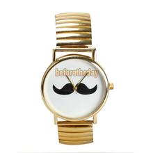 Betr Trendy hombre mujer Witty bigote estilo de cuarzo analógico reloj de la pulsera