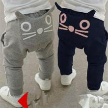 Children’s Clothing New Spring Boy Girl Baby Cartoon Cat Haren Pants Kids Lovely Cotton Trousers