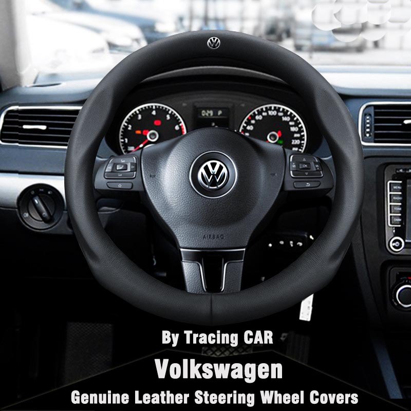 VW tiguan polo CC Golf steering wheel cover genuine leather Soft Touch for all Volkswagen car interior accessories