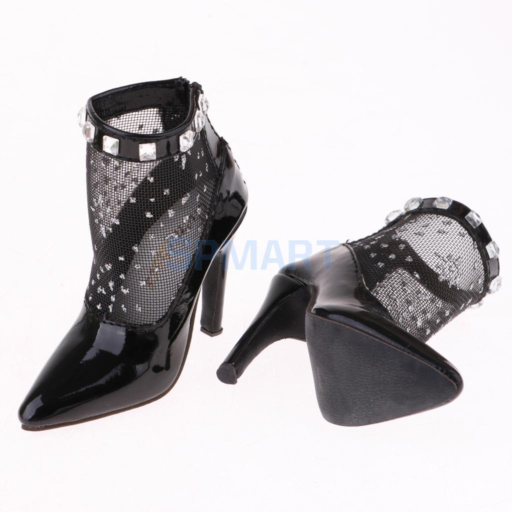 Black//White Leather High Heels Cross Strap Buckle Shoes for 1//3 Supia BJD Doll