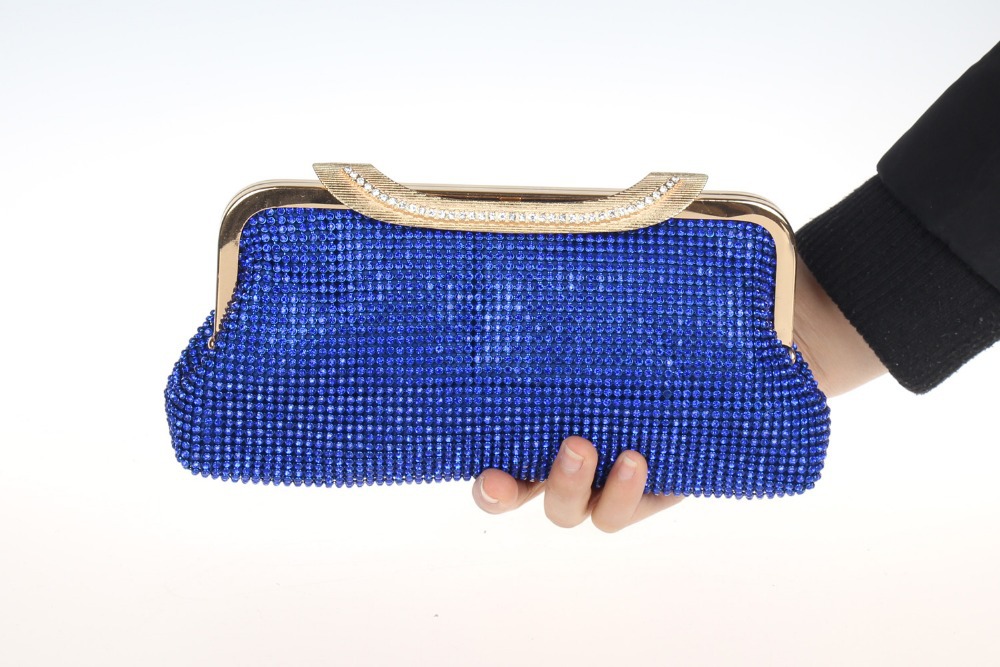 royal blue and silver clutch bag