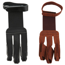 Archery Protect Glove 3 Fingers Pull Bow arrow Leather Shooting Gloves New