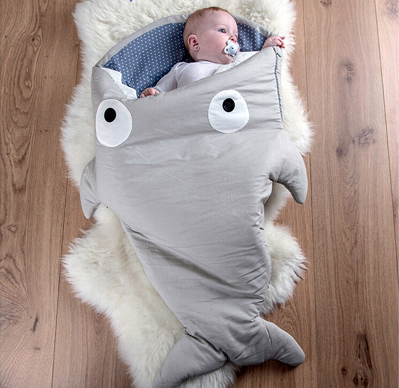 Retail Cartoon shark sleeping bags newborn baby carriage winter bedding warm pretty Sleepsacks cotton soft Sleepsacks