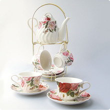Free shipping, 9 afternoon tea coffee set butterflies 9 tea coffee cup holder 1 pot 4 cup and saucer set high quality
